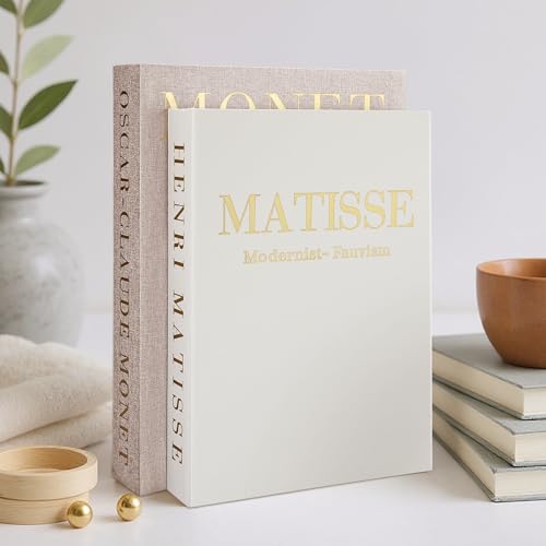 RolenBox Decorative Books for Home Decor, Coffee Table Decor with Linen White Books Stack Bookshelf, Fake Book Double as L...