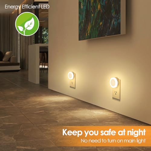 FOLKSMATE LED Night Lights Plug in, Dimmable Nightlight Plug Into Wall with Light Sensor, Soft White Adjustable for Adult...