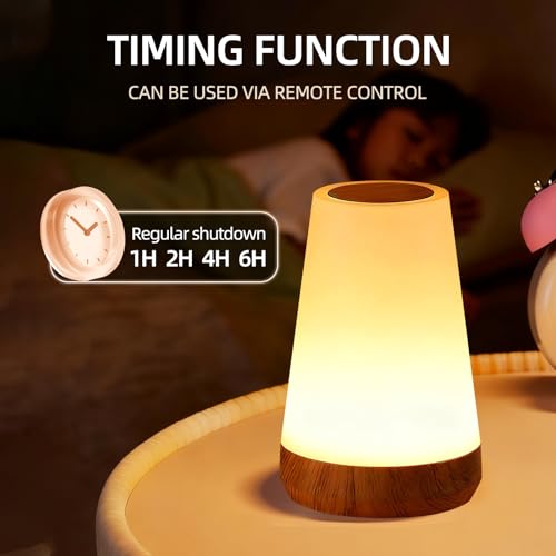 ZWOTNDT Night Light, Dimmable Touch Lamp and Remote Control, 13 RGB Colors & 5 Brightness, Rechargeable Bedside Table Lamp...