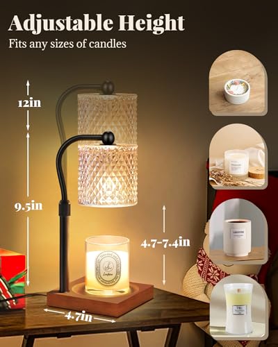 2 Pack Candle Warmer Lamp with Timer Dimmer Adjustable Height, Birthday Housewarming New Home Decor Gifts for Women, Elect...