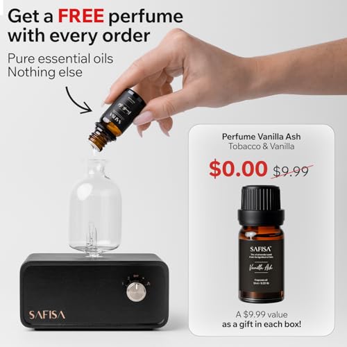 SAFISA Waterless Essential Oil Diffuser, Nebulizing Cold Air Scent Diffuser for Home, 700 Sq. Ft., Portable Glass Waterles...