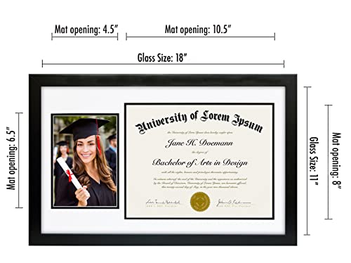 Americanflat 11x18 Diploma Frame with Shatter-Resistant Glass - Fits 8.5x11 Diplomas and 5x7 Pictures - Signature Collecti...