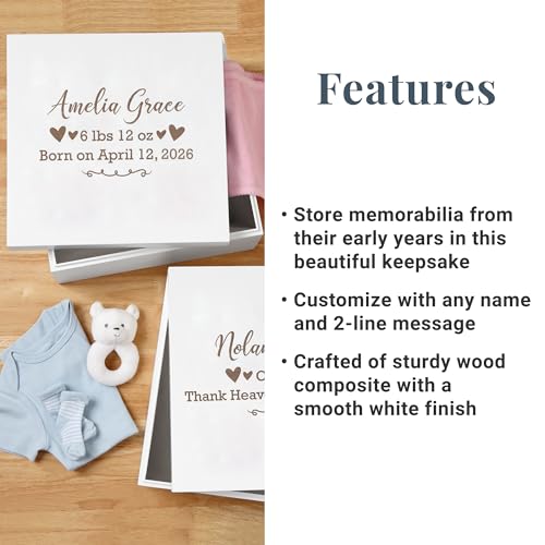 Let's Make Memories Personalized Keepsake Box for Newborn - Memento Storage - Memories Box - Baby Shower - Nursery Decor -...