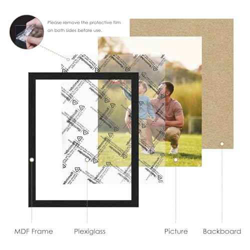 PEALSN 8x10 Picture Frame Set of 15, Wall Gallery Photo Frames for Wall Mounting or Tabletop Display, Black