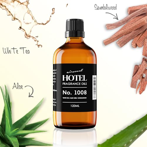 AirScent Hotel Diffuser Oil No. 1008 - White Tea, Aloe Vera & Sandalwood - Premium Fragrance Oil for Ultrasonic and Waterl...