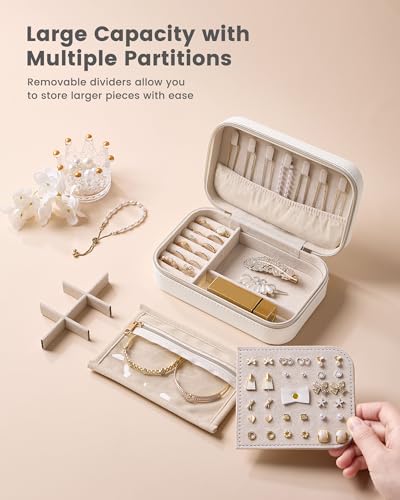 Lolalet Travel Jewelry Case for Women Girls, Travel Jewelry Organizer with Clear Storage Bag Small Portable Jewelry Box fo...