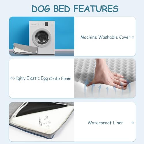 EMPSIGN Reversible Cool and Warm Dog Bed for Crate Pad, Pet Beds with Washable and Removable Cover, Dogs Crate Beds Sleepi...