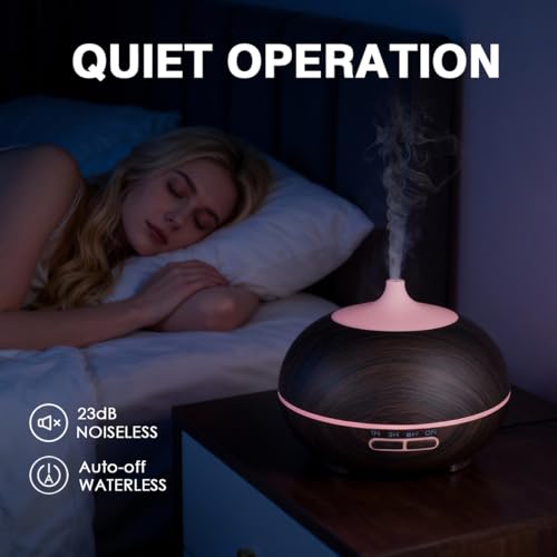 550ml Large Capacity Essential Oil Diffuser with 6 Essential Oil Set, Aromatherapy Ultrasonic Air Humidifier with Timer Se...