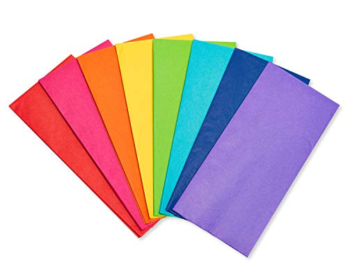 American Greetings Rainbow Tissue Paper, 40 Sheets (8 colors, 20 in. x 20 in.) for Birthdays, All Occasions, Gift Bags and...