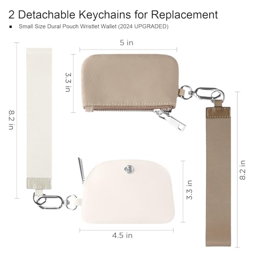 Babysun Mini Zip Around Dual Pouch Wristlet With 2 Straps Wristlet Keychain Wallet for Women Coin Purse Small Cute for Tee...
