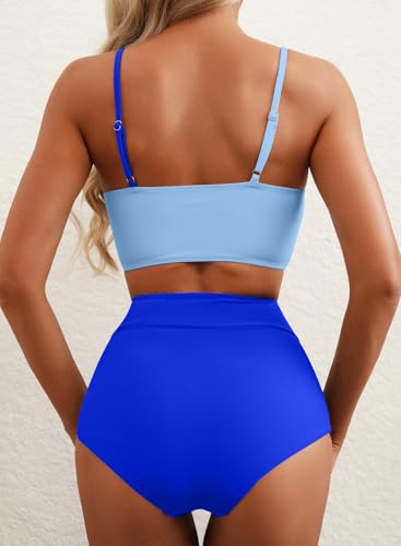 Herseas Women 2 Piece High Waisted Bikini Sets Color Block Popular Swimsuit 2026 Summer Beach Best Bathing Suits