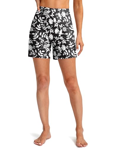 G Gradual Women's 5" High Waisted Swim Board Shorts with Phone Pockets UPF 50+ Quick Dry Beach Shorts for Women with Liner