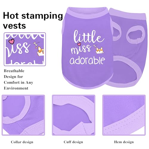 Cotton Dog Shirt with 'Little Miss Adorable' Corgi Head Print, Soft & Breathable Pet Apparel for Small, Medium, and Large ...