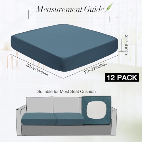 Newwiee 12 Pcs Patio Outdoor Cushion Covers Replacement Waterproof Stretch Sofa Couch Cushion Covers Washable Individual C...