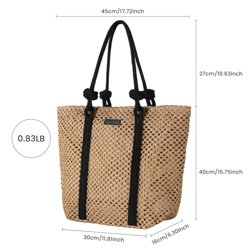 Straw Bags For Women, Crochet Beach Bag Large Woven Shoulder Purse Handbag, Beach Tote Straw Bag for Summer Vacation