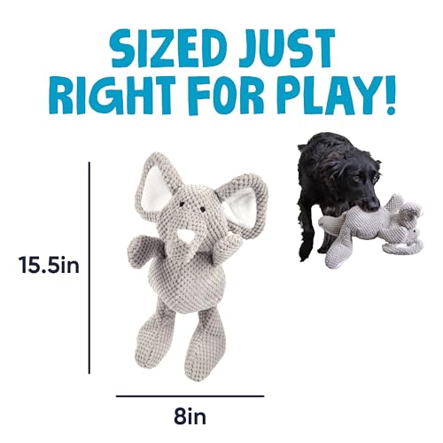 goDog Checkers Elephant Tough Plush Toy with Chew Guard Technology, Durable Checkered Fabric & Squeaker for Active Play, G...