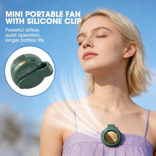 Timeno Portable Clip-On Bladeless Fan, Mini USB Rechargeable 360° Rotatable Fan, 3-Speed Silent Personal Cooling Fan for O...