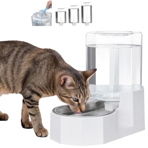 Sfozstra Large Dog Water Dispenser: 4L Stainless Steel Gravity Cat Water Feeder - Quiet Refill - No Power Needed - for Kit...