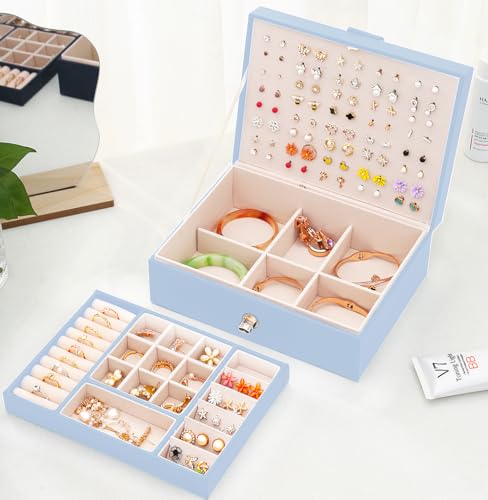 QBestry Girls Jewelry Box Earring Holder Organizer for Girls Jewelry Organizer Box Stud Earrings Organizer for Girls Women...