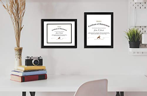 Golden State Art, 11x14 Diploma Frame for 8.5x11 Document & Certificates with Mat, Or 11x14 Without Mat, Real Glass, Doubl...