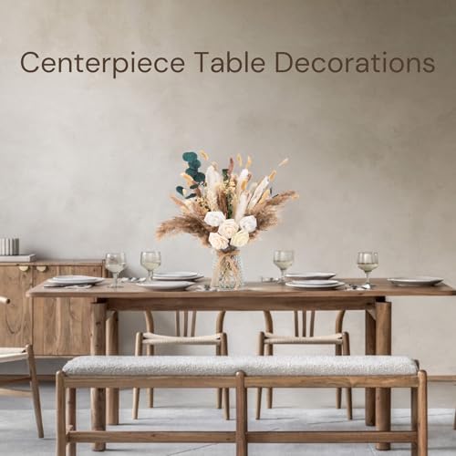 100pcs Artificial Flowers Arrangement With Vase Included, Dining Table Centerpiece Decorations, Fake Flowers in Vase, Drie...