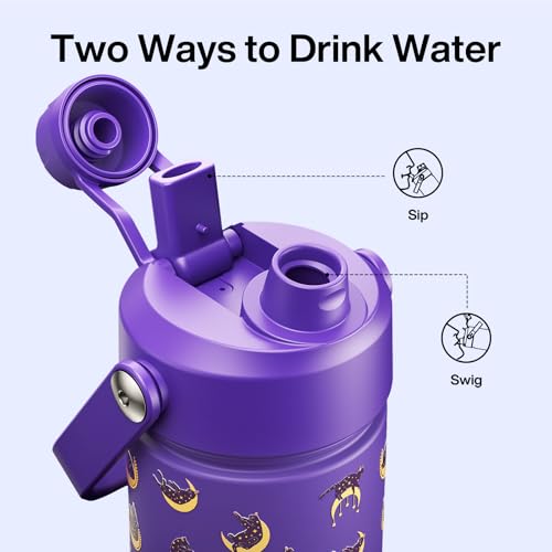 ENCOOL Insulated Water Bottle with Straw Stainless Steel Water Bottle, Leak-Proof, BPA-Free, Double Wall Vacuum Keeps Cold...