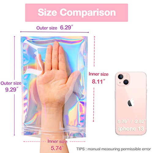 Trunple Smell Proof Bags & Resealable Foil Pouch Mylar Sample Bag Great for Party Favor Food Storage (Holographic Color) (...