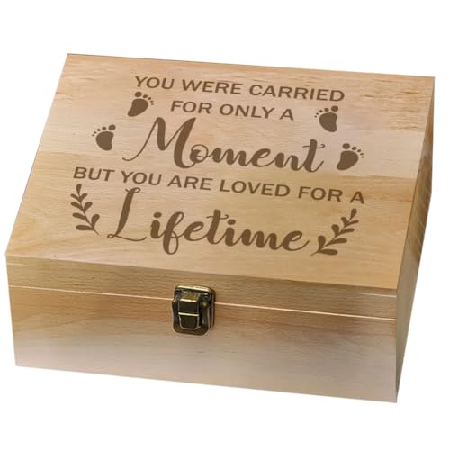 arricraft 1 Pc Wooden Memory Keepsake Box, Miscarry Memory Box with Hinged Lids for Baby Loss Memorial Gift Storage Box Ke...
