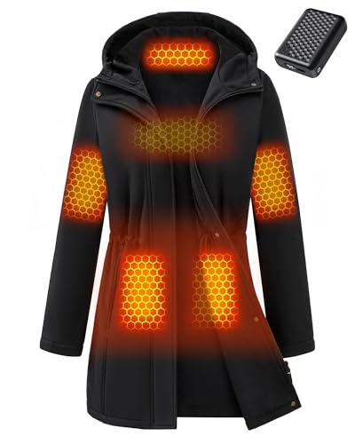 Wulcea Graphene Heated Softshell Jacket for Women 12V Fast Charge 18400mAh Large Capacity