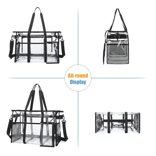 Women's Clear Beach Bag, 17" Large Clear Tote Bags with Phone Pouch and Strap, Heavy Duty Waterproof for Cruise, Pool