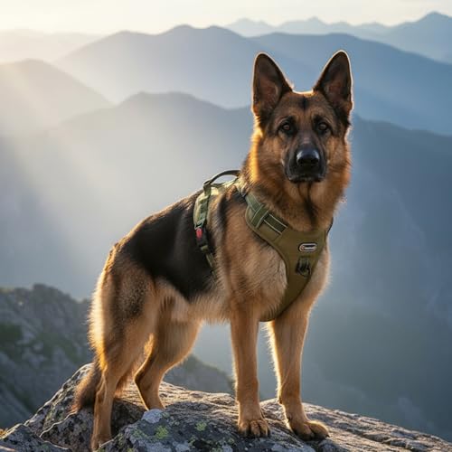 LUVMOJO Tactical Dog Harness and Leash Set, No Pull Adjustable Heavy Duty Pet Vest with Handle, Reflective Harnesses and L...