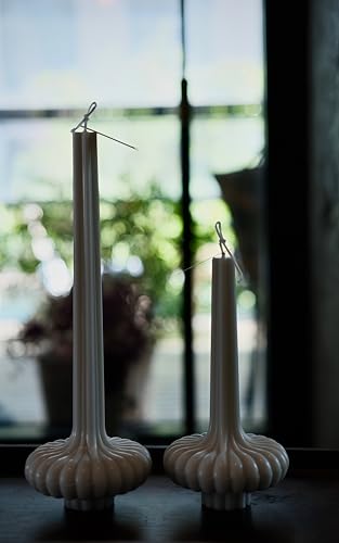 Hyznengu Pumpkin Base Candle - Set of 2 Handmade Pillar Scented Soy Wax Candles, Elegant Aesthetic Home Decor for Women, H...
