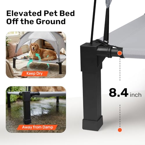 Heeyoo Elevated Dog Bed with Removable Canopy, Portable Dog Cot with Sun Protection Shade Tent, Raised Pet Cooling Cot Bed...