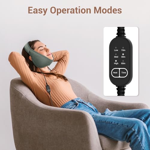Comfytemp Face Heating Pad for TMJ Relief, Heated Face Mask with 3 Heat and Time Settings, USB Electric Wearable Heating P...
