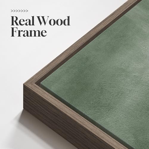 Framed Sage Green Abstract Wall Art, Modern Canvas Prints Artwork for Walls, Square Minimalist All Green Abstract Pictures...