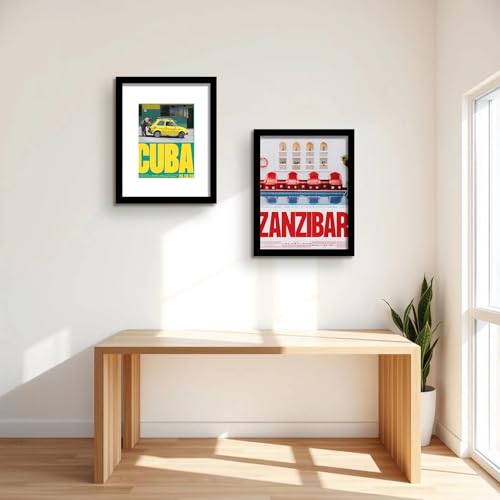 LUCKYLIFE 16x20 Frames, Picture Frames for Wall, Display Pictures 11x14 with Mat or 16x20 without Mat, Set of 2, Black