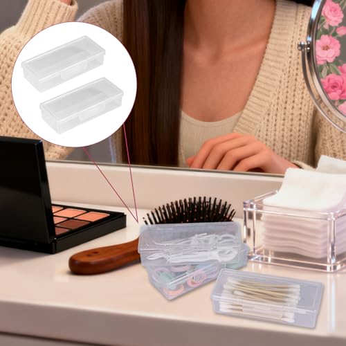 LIGHUFEIC 3Pcs Cotton Swab Holder for Travel,Portable Dental Floss Case Clear Plastic Cotton Pad Holder,Travel Floss Picks...