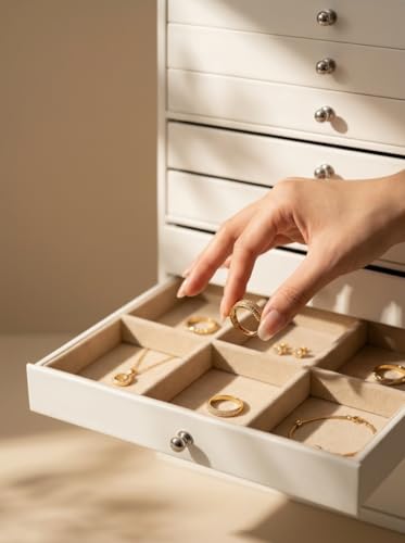 GUKA Large Jewelry Box, Jewelry Case with 10 Drawers for Big and Small Jewelry, Jewelry Storage Organizer for Watch Earrin...