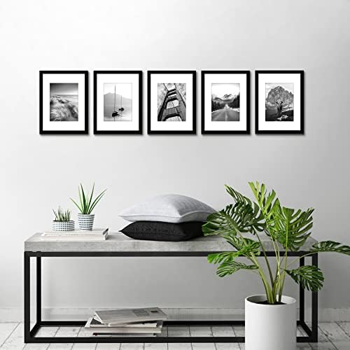 Americanflat 9x12 Picture Frame with Polished Plexiglass - Set of 5 - Use as 6x8 Frame with Mat or Display 9x12 Photo With...