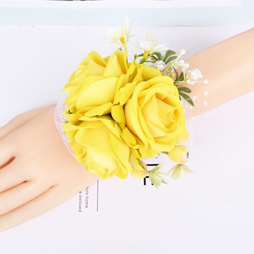 MAFELOE Corsage Boutonniere Set 2 Pieces, Artificial Rose Flowers Accessories for Wedding Prom Party Homecoming Celebratio...