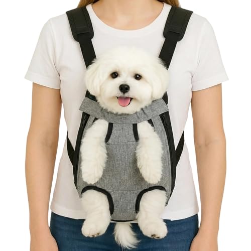 Dog Backpack Carrier, Front Pocket for Essentials, Pet Sling Front Backpack for Small Medium Dogs 10-16 Lbs, Legs Out, Adj...