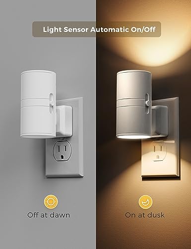 L LOHAS LED Night Light Plug in, Night Lights Plug into Wall, Light Sensor, 0-100LM Soft White 3000K, Dimmable Night Ligh...