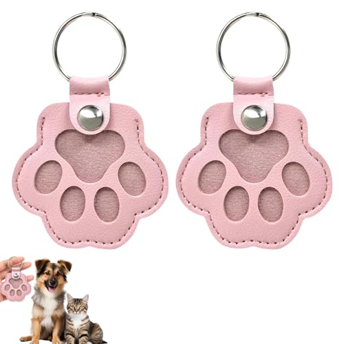 YONNAXO Pet Memorial Gifts for Cat Dog Cute Leather Paw Keychain Pet Hair Keepsake Keyring for Bag Purse Paw Charm Key Holder