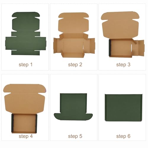 25 Pack Corrugated Packaging Box Mailers Shipping, Green Recyclable Cardboard Small Gift Mailer Boxes for Shipping Packagi...