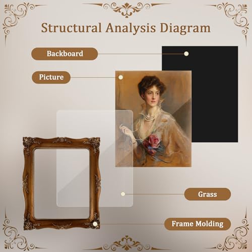 Hioniir 8x10 Resin Picture Frames Embossed Vines Design Photo Frame with Easel & Hook Picture Hanging Kit with Glass Front...