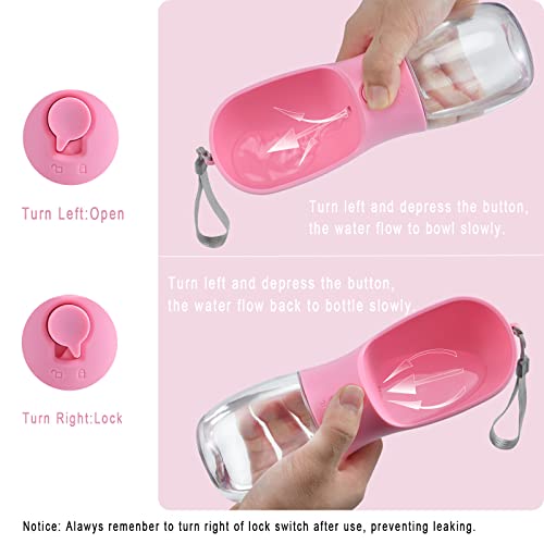 Cibaabo Dog Water Bottle with Food Container, Travel Puppy Water Bowl, Portable Pet Dispenser, Girl Dog Accessories Stuff ...
