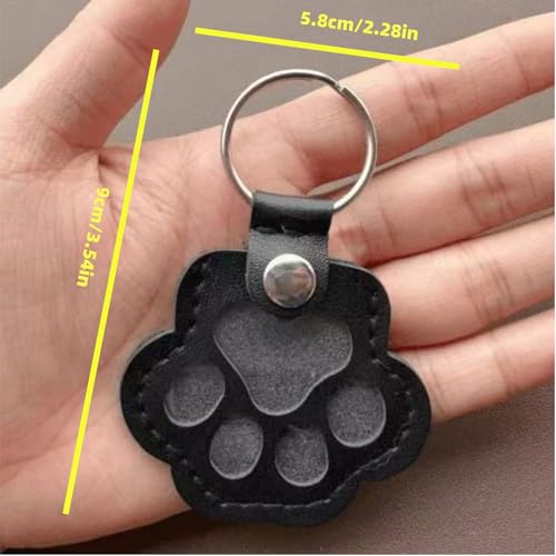 Muoethrian 6PCS Dog Hair Storage Keychain, Pet Paw Shaped Leather Keychain, Unique Memorial Collection Key Chain, Pet Memo...