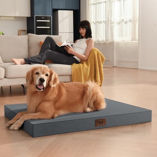 Tail Stories Outdoor Dog Bed for Small Dogs & Cats, Waterproof Dog Crate Mat Orthopedic Egg Crate Foam with Washable Remov...