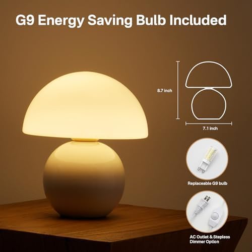 Dawnwake Mushroom Lamp Table Lamp for Bedroom,Desk Bedside Small Lamps for Living Room Night Stands,Mushroom Decor Cute Mi...