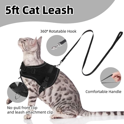 PUPTECK Cat Harness and Leash Set Escape Proof, Adjustable Reflective Kitten Jacket Easy Control, Pet Vest Harness for Cat...